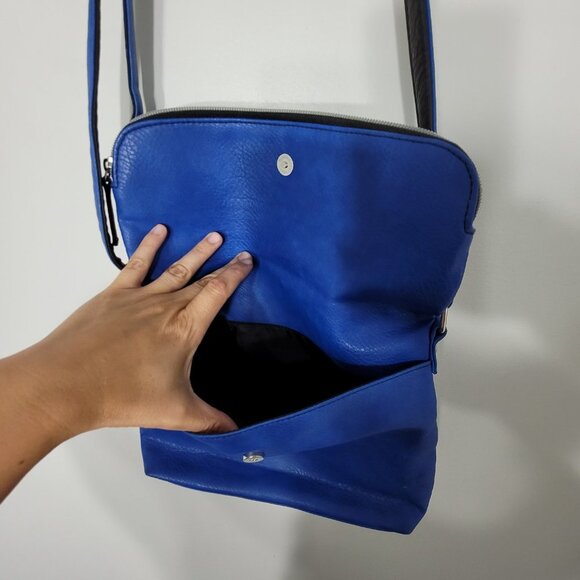 Foxy Jeans Y2K Blue Fold Over Crossbody Satchel 90s Purse Handbag Zip Adjustable - Picture 3 of 10